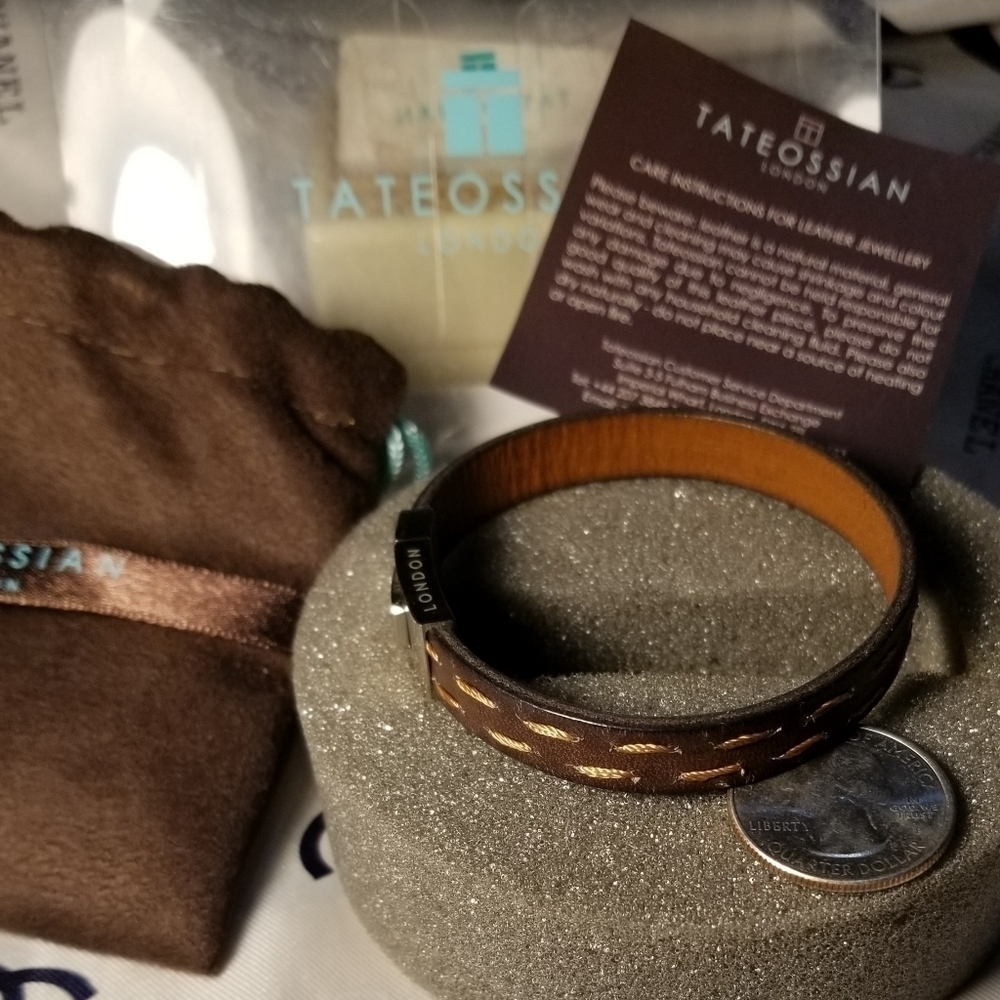 Host Pick! New TATEOSSIAN Men's Leather Steel Bracelet - Picture 4 of 7